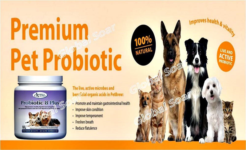 Omega Alpha Pet Probiotic 8 Plus - Probiotics, Enzymes, and Fibre for Better Pet Digestion.-500g - BeesActive Australia