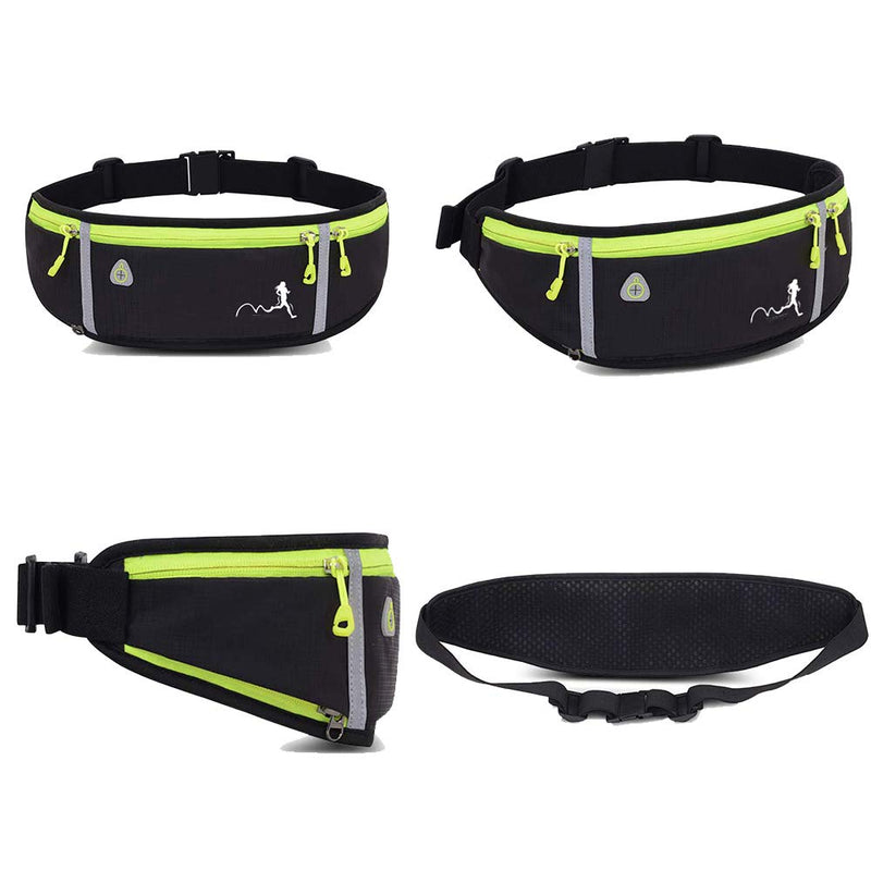 Peicees Fanny Pack for Men Women Bottle Holder Bag Waterproof Running Pouch Belt Waist Pack for Gym Travel, Adjustable Reflective Phone Holder for iPhone 12 11 pro max Xs x 6 7 8 Plus Samsung S10, etc 2PACK-Black - BeesActive Australia