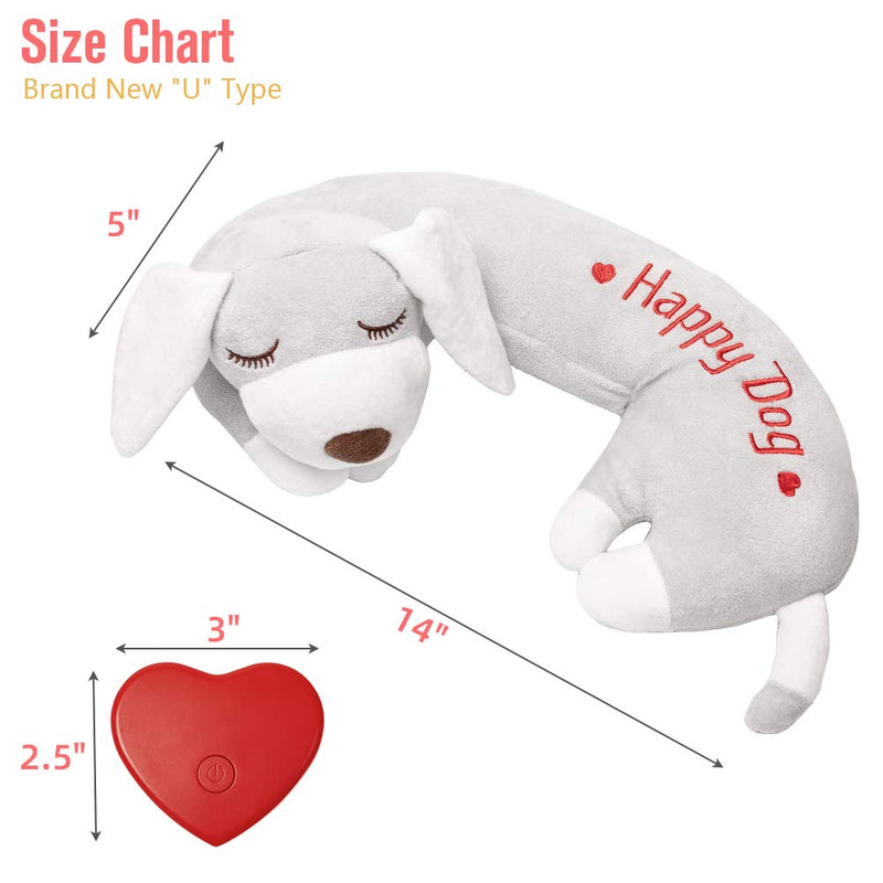 Dog Heartbeat Toy for Anxiety Relief, Calming Puppy Behavioral Training Aid Toy Puppy Dog Pals Toys Pet Companion Pillow Grey - BeesActive Australia