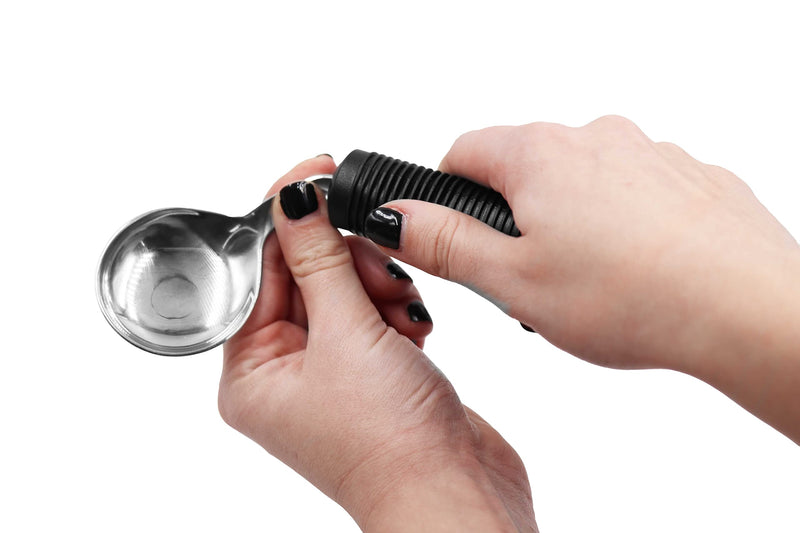 KMINA - Bendable Spoon for Elderly with Velcro, Curved Spoon with Grip Handle, Adaptive Eating Utensils, Padded Cutlery for Disabled, Ergonomic Cutlery for Adults, Easy Grip Spoon for Disabled Spoon with velcro - BeesActive Australia