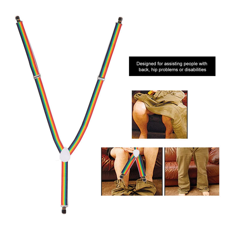 Pants Donning Aid, Dressing Aid Pants Wearing Aids Belt Pants Aid Helper Polyester Alloy Adjustable Length Dressing Aids Pants Wearing Tools for Disabled Elderly Senior Men and Women(rainbow stripes) - BeesActive Australia
