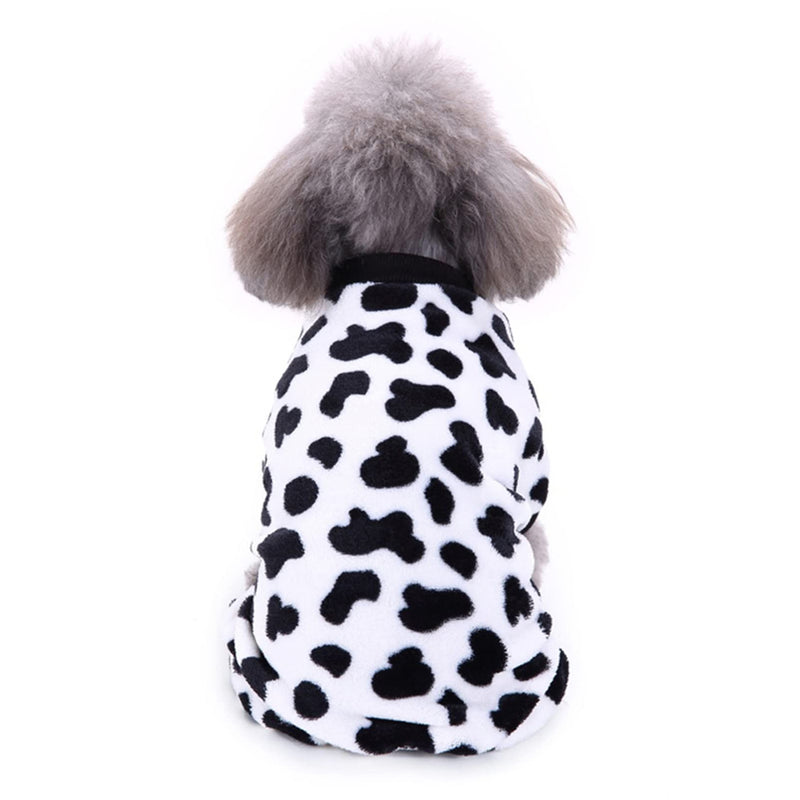 POPETPOP Cute Pet Dog Costume, Soft Cotton Puppy Pajamas, Autumn Winter Pet Warm Coat Jumpsuit Clothes for Small Dogs and Cats (Cow Spot Pattern) S(3-5 lb) - BeesActive Australia