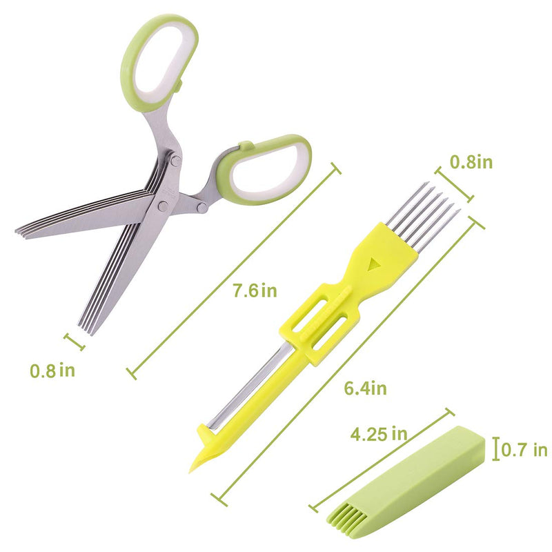 2 Packs Herb Scissors Set - Herb Scissors with 5 Blades and Cover, Herb shears with 3 Blades, Shred Silk Knife, Cool Kitchen Gadgets for Cutting Fresh Garden Herbs. Also Used for Cutting Paper.… Green and Green - BeesActive Australia