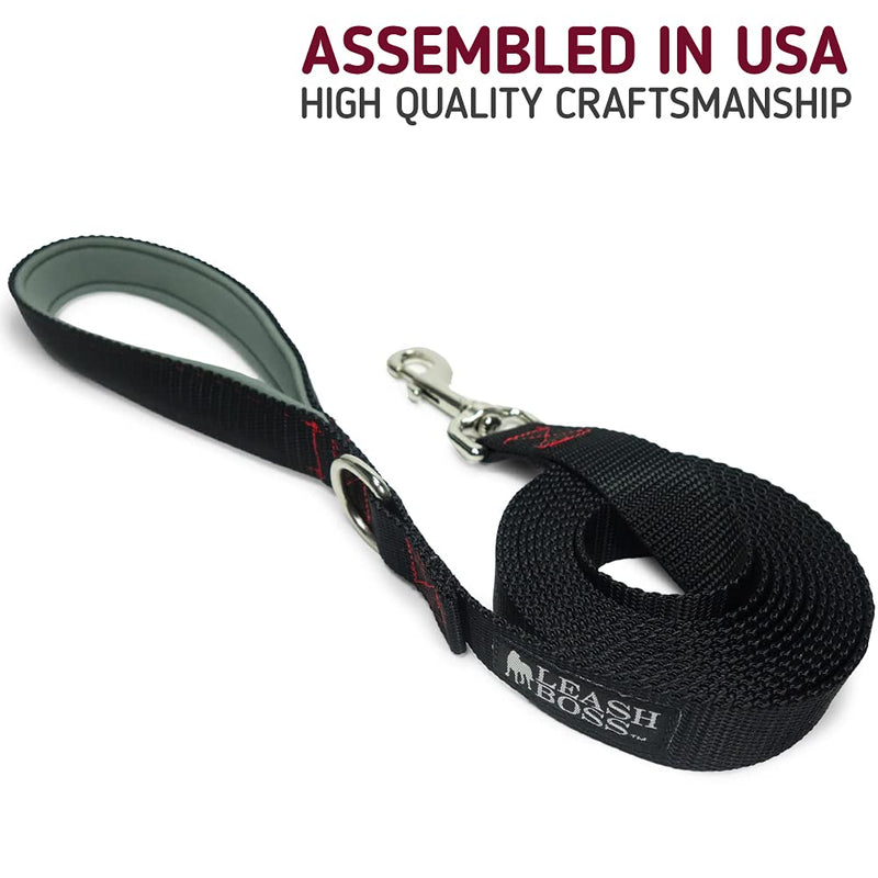 Leash Boss 3/4 Inch - 1 Inch | Training, Walking, Camping Lead for Medium and Large Dogs (10 - 15 Foot) 1" x 10 FT Black/Red/Grey - BeesActive Australia