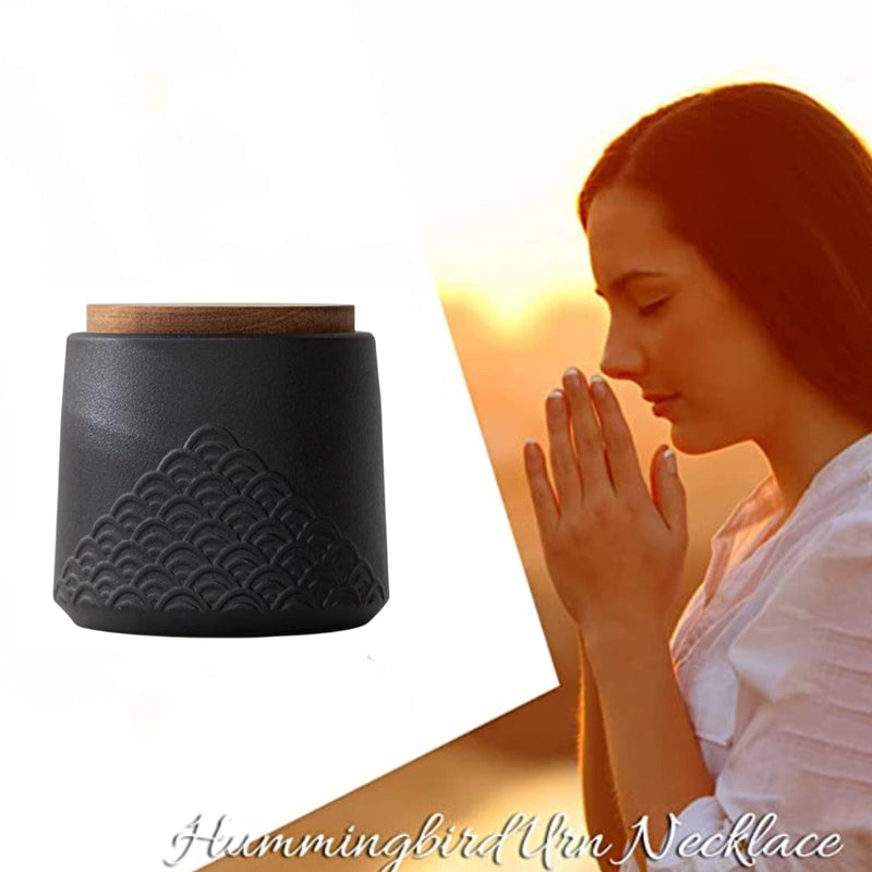 Black Small urn Ashes Keepsake - Decorative ceramic Small urn for Human Ashes， Adult Memorial tiny urn Funeral Cremation Urn-Qnty 1… Black -1 - BeesActive Australia