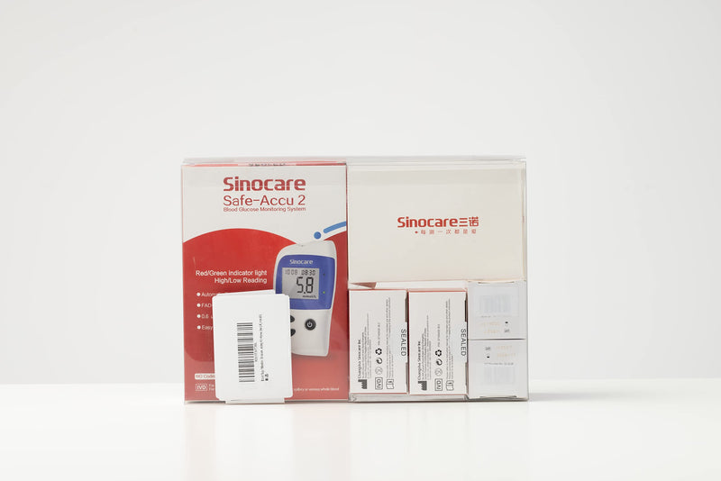 Blood Sugar Monitor, Sinocare Safe Accu2 Blood Sugar Test Kit with 100 Test Strips, 100 Lans, Light Indicator, No Coding, Easy to Use, Diabetes Testing Kit Home Use UK, mmol/L Blood Sugar Test Kit - 100 - BeesActive Australia