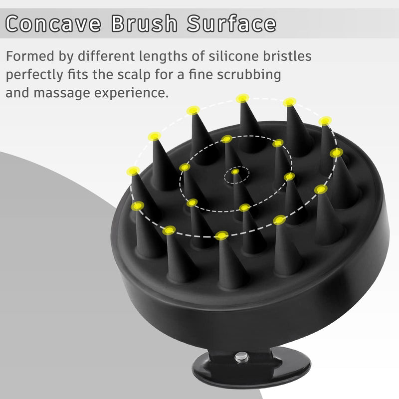 FREATECH Hair Scalp Massager Shampoo Brush, Shower Hair Brush with Long & Flexible Silicone Bristles for Scalp Scrub, Head Massage and Hair Growth, Dandruff Comb Scalp Scrubber Exfoliator, Black - BeesActive Australia
