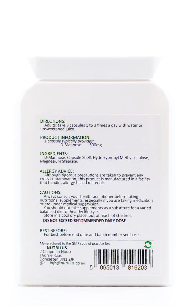 D-Mannose 90 Capsules 500mg - 1000mg per Serving - Pure Extract - Vegan - not Tablets - Urinary Tract - Bladder Infections - UTI - BeesActive Australia