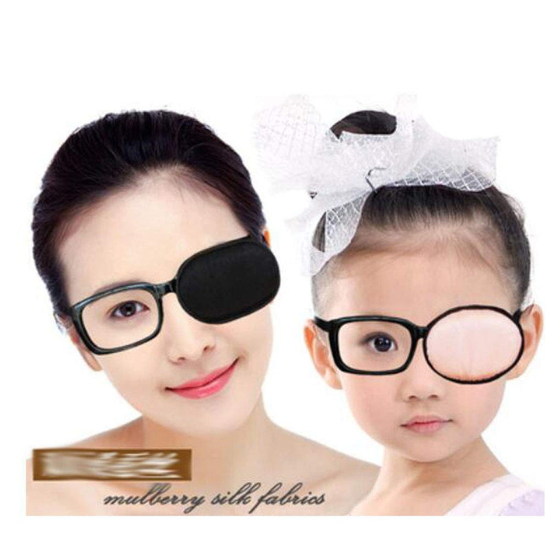 Adult/Kids Silk Glasses Eye Mask Amblyopia Strabismus Lazy Eye Patches Treat Lazy Eye and Strabismus(Black) - BeesActive Australia