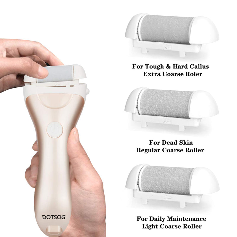 DOTSOG Electronic Foot File Callus Remover, Pedicure Tools Scrubber Kit Electric Shaver With 3 Coarse Pumice Stone Refillsto Remove Dry/Dead/Hard/Cracked Skin & Calluses, Rechargeable - BeesActive Australia