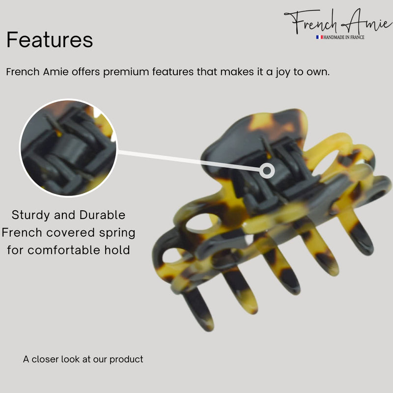 French Amie Orchids Small 2" Tokyo Handmade Cellulose Acetate Flexible Jaw No Slip Grip Covered Spring Hair Claw Clip Clamp Clutcher for Women and Girls, Made in France (Tokyo) - BeesActive Australia