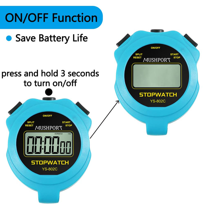 Stopwatch Sport Timer Only Stopwatch with ON/Off, No Clock No Date Silent Simple Operation Children Friendly, MUSHPORT Digital Stopwatch for Coaches Kids Swimming Running Sports Practice - BeesActive Australia