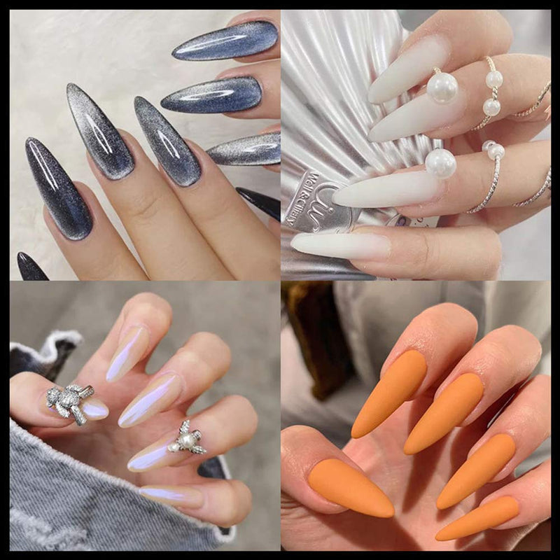 Desdemona 100 Pcs Poly Extension Gel Dual Nail Form - Builder Gel Stiletto Nail Molds False Nail Tips for Gel Manicure Nail Art Design Salon DIY at Home (Stiletto Dual Forms Set) Stiletto Dual Forms Set - BeesActive Australia