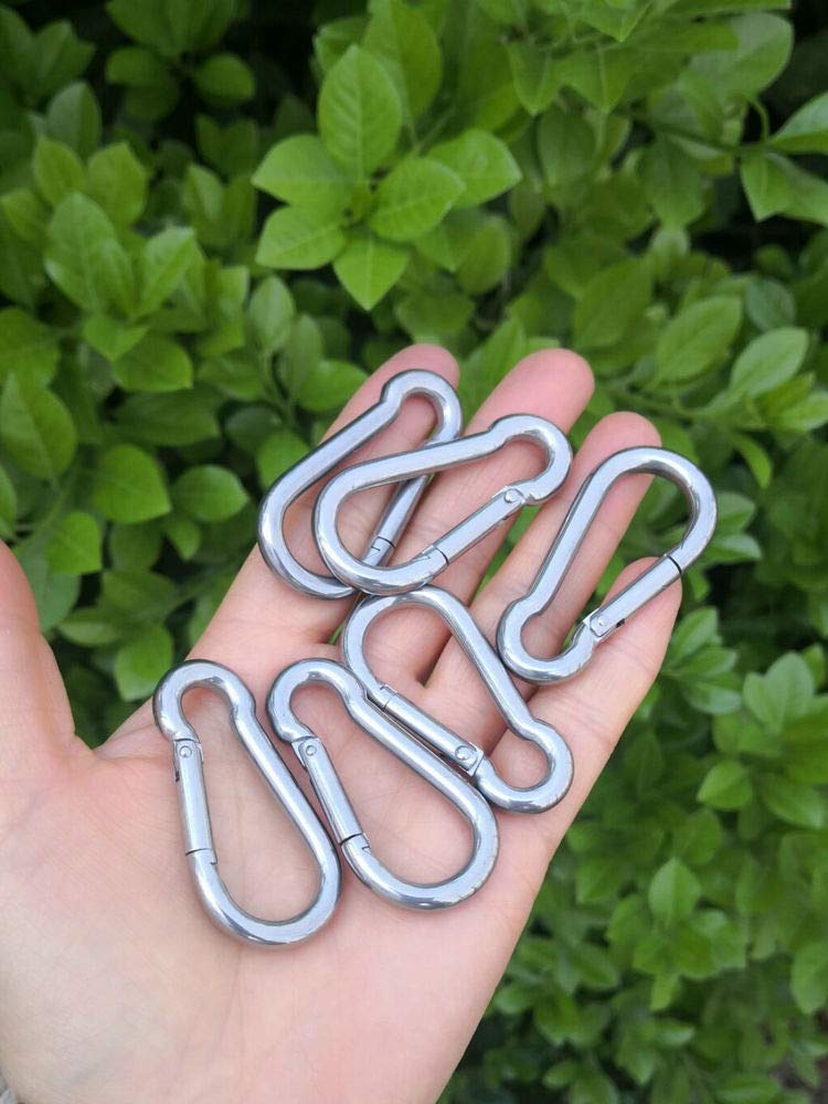 2 Inch Stainless Steel Spring Snap Hook Carabiner 316 Stainless Steel Clips for Keys Swing Set Camping Fishing Hiking Traveling,6PCS - BeesActive Australia