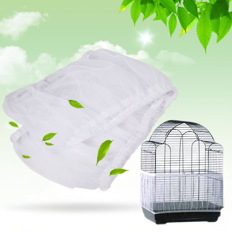 GOTOTOP 4 Colors Ventilated Nylon Bird Cage Cover Shell Seed Catcher Pet Products Large Size Bird Cage Seed Catcher Seeds Guard Parrot Nylon Mesh Net Cover Stretchy Shell Skirt Traps Cage Basket White - BeesActive Australia