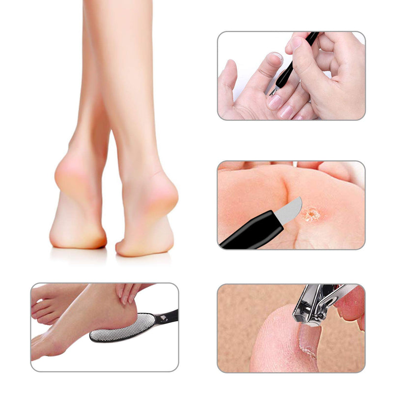 Professional Pedicure Tools Kit Foot File Callus Remover Colossal Foot Rasp and Professional Foot Scrubber Pedicure Kit to Remove Hard Skin for Feet (6pcs, Black) 6pcs - BeesActive Australia