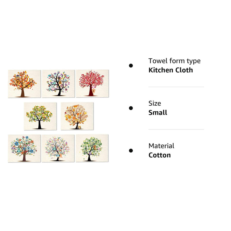 8 Pieces Mixed Trees Owls Swedish Kitchen Dishcloths Washable Reusable Sponge Cleaning Cloths Absorbent Dish Cloth Mixed Trees Dishcloths Drying Cleaning Wipes Dish Towels for Kitchen Bar Counter - BeesActive Australia