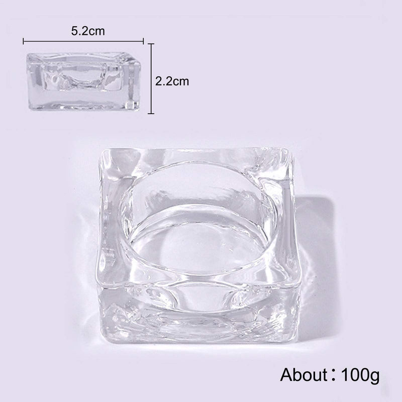 2pcs Square Crystal Clear Acrylic Liquid Powder Glass Dappen Dish Glass Cup for Acrylic Nail Art Transparent Kit, HJ-NAPB021 - BeesActive Australia