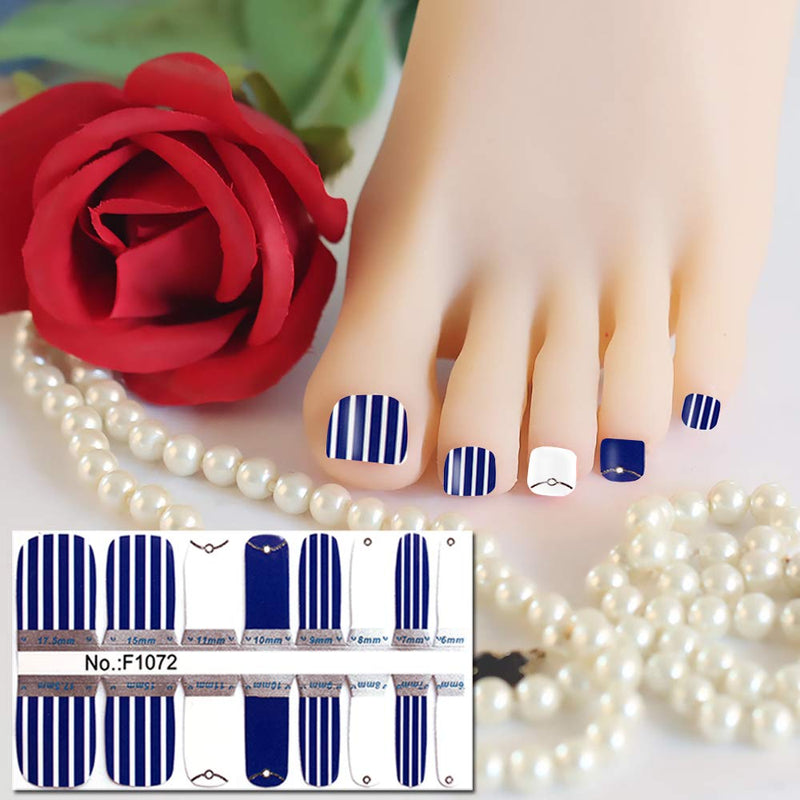 WOKOTO 6 Sheets Toenail Art Polish Wraps Stickers Strips Set Flower Stripe Design Manicure Kit Adhesive Nail Decals Tips With 1Pc Nail File KIT2 - BeesActive Australia