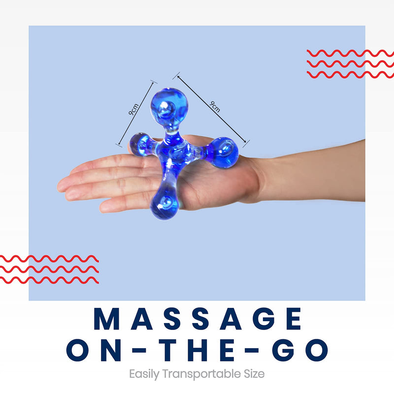 ResultSport Handy 4-Way Massage Tool, Massager for deep muslce and Trigger Point Release. Used for Neck, Back, and Foot. 4 Way Massager - Blue - BeesActive Australia
