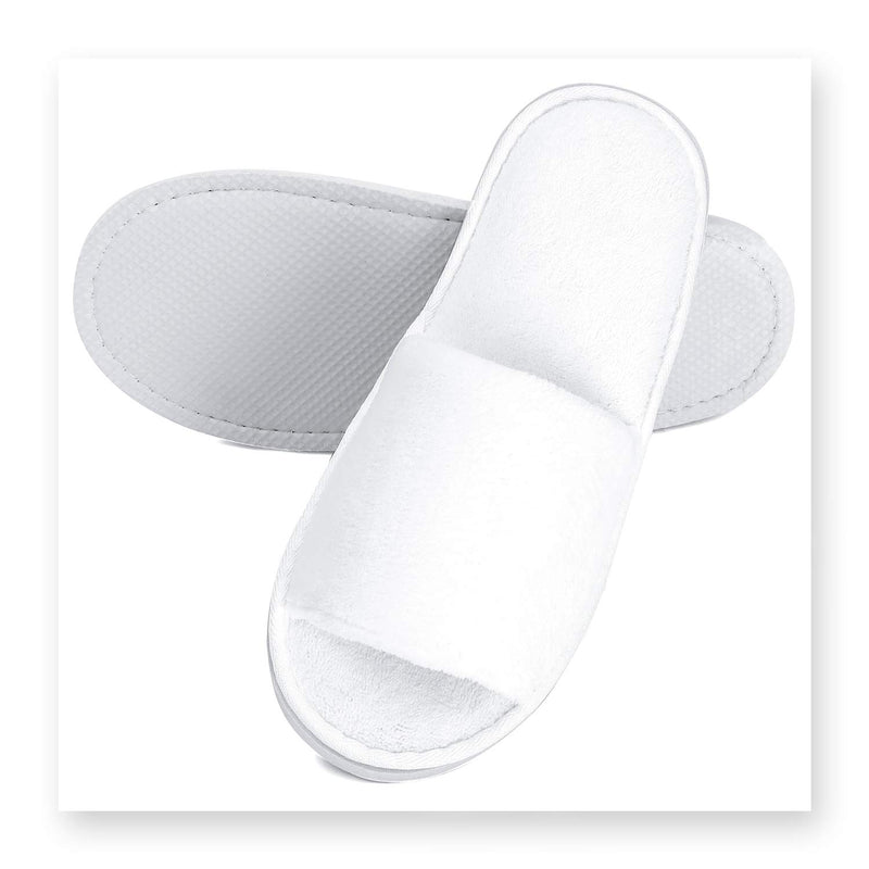 5 Pairs Disposable Slippers, Velvet Open Toe Spa Slippers for Women and Men, Non-Slip Slippers for Hotel, Guests, Travel 11-12 Wide Women/10-11 Wide Men White - BeesActive Australia