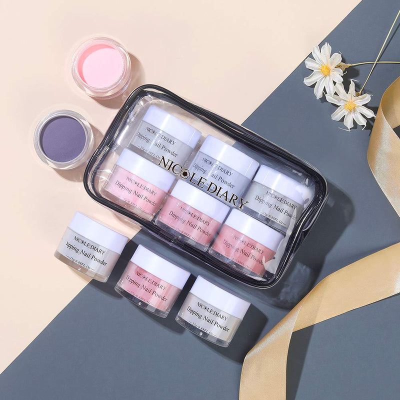 NICOLE DIARY Dip Powder Nail Kit 6 Colors - Classic Pink Gray Dipping Powder Acrylic Nails System Large Volume Dip Powder Refill Set, French Style Manicure No Nail Lamp Needed set 6 - BeesActive Australia