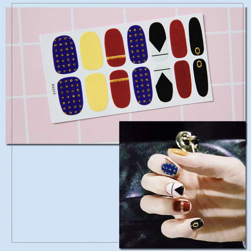 SILPECWEE 6 Sheets Nail Polish Strips Sticker and 1Pc Nail File Glitter Sequins Adhesive Nail Art Decals Wraps Manicure Kit for Women - BeesActive Australia