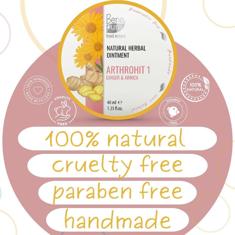 BenePura Arnica Ointment for Muscle Pain Relief - Natural Arnica Cream for Bruising and Swelling - Back Pain Relief, Joint Pain Relief, Knee Pain Relief - Bruise Cream Muscle Rub with Ginger - 40 ml - BeesActive Australia