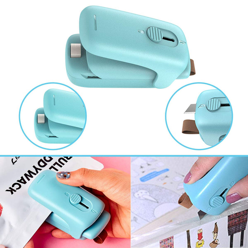 TYHJOY Mini Chip Bag Sealer, Handheld Heat Vacuum Sealer and Cutter, Portable Chip Bag Resealer Machine for Snack Plastic Fresh Bags Cookies - Green - Battery Not Included - BeesActive Australia