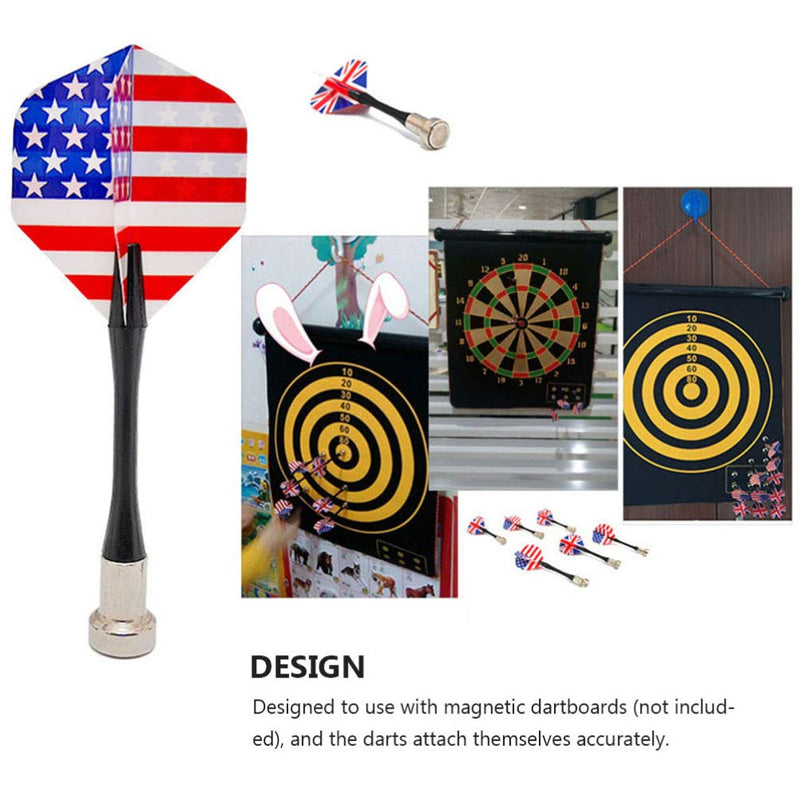 NUOBESTY 10pcs Magnetic Darts Safety Plastic Darts Replacement British American Flag Pattern for Kids Adults Target Game Halloween Party Favors - BeesActive Australia
