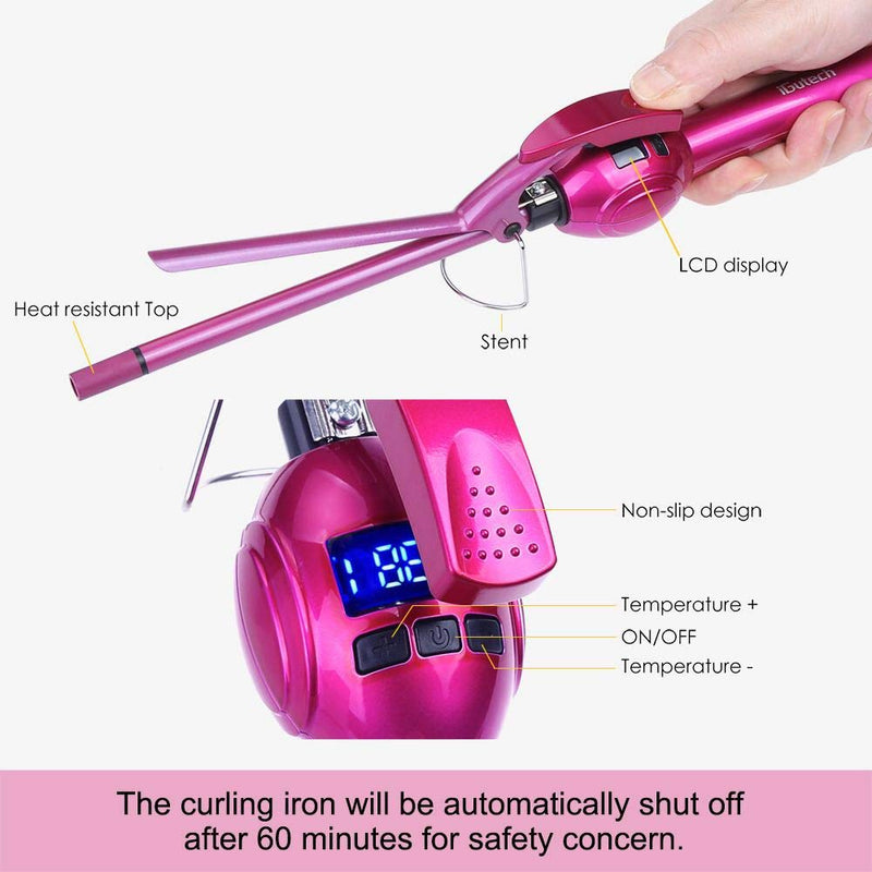 iGutech Curling Tongs, Super Tourmaline Ceramic Barrel Curling Iron, 9mm hair curlers, Unisex for Men Women Kids - BeesActive Australia