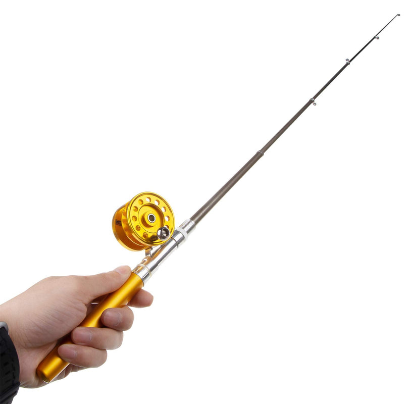 Saim Fishing Rod 36In(3Ft) Mini Portable Pocket Aluminum Alloy Fish Rod Pen - Great Gift for Father Husband Man Son - BeesActive Australia