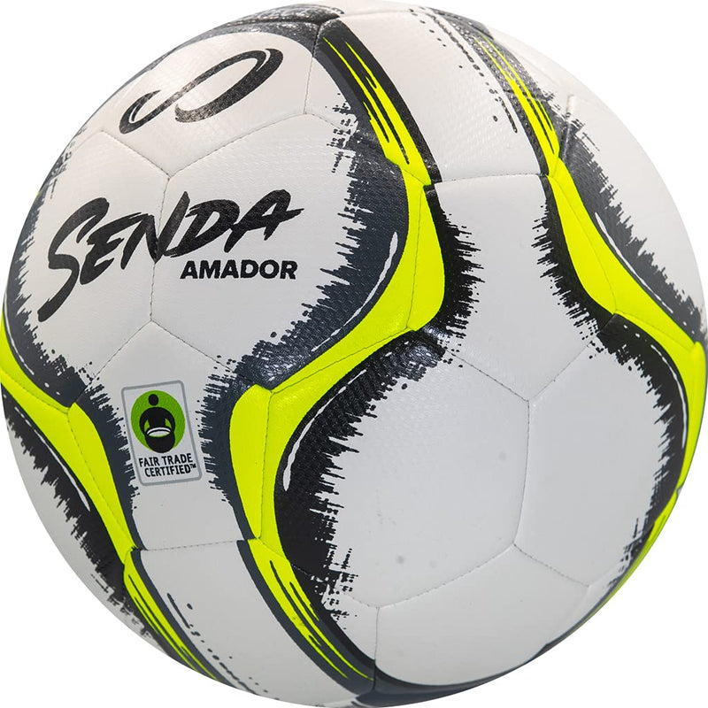 Senda Amador Training Soccer Ball, Fair Trade Certified White/Yellow Size 4 - BeesActive Australia