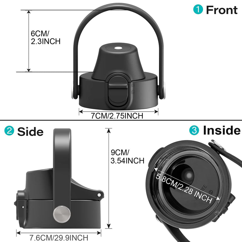 SYACOT Auto Spout Lid for Hydro Flask Wide Mouth Sport Water Bottles, Replacement Lid for HydroFlask Wide Mouth 12 18, 32, 40, 64oz, Chug Lid with Flexible Handle, High Flow Nozzle - BeesActive Australia