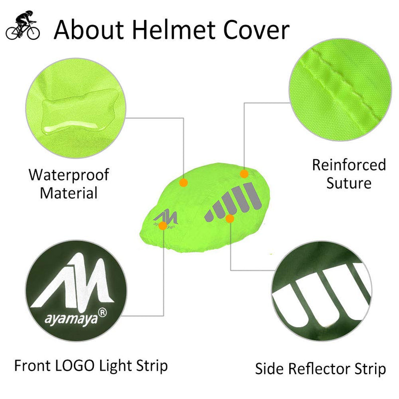 ayamaya Bike Helmet Cover with Reflective Strip, High Visibility Waterproof Cycling Bicycle Helmet Rain Cover Windproof Dustproof Breathable Road Bicycle Helmet Water Cover Ride Gear - BeesActive Australia