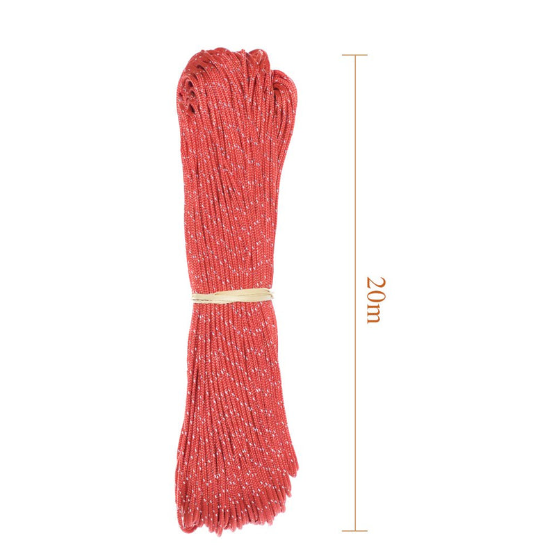 [AUSTRALIA] - PARACORD PLANET 1.8mm Fluorescent Reflective Guyline Tent Rope Cord Camping Paracord 1 Pack - Red 20 M 