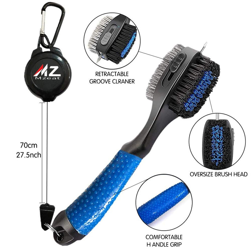 MZ Mzeat Golf Groove Cleaning Tool Set, Microfiber Waffle Pattern Golf Towel, Retractable Club Groove Cleaner Brush, Foldable Divot Tool with Magnetic Ball Marker Blue - BeesActive Australia