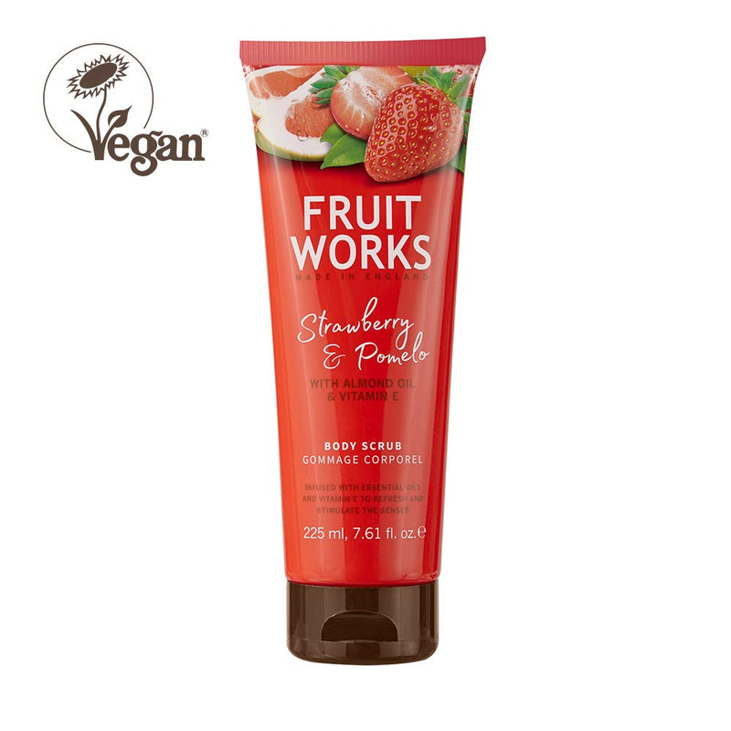Fruit Works Strawberry & Pomelo Cruelty Free & Vegan Body Scrub With Natural Extracts 1x 225ml - BeesActive Australia