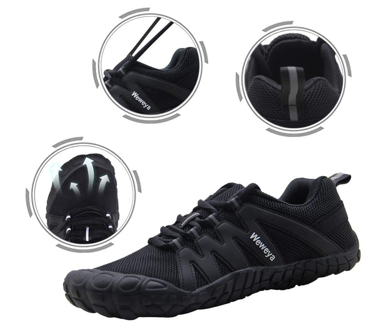 Weweya Barefoot Shoes for Women Minimalist Running Cross Training Shoe 6-6.5 Black - BeesActive Australia