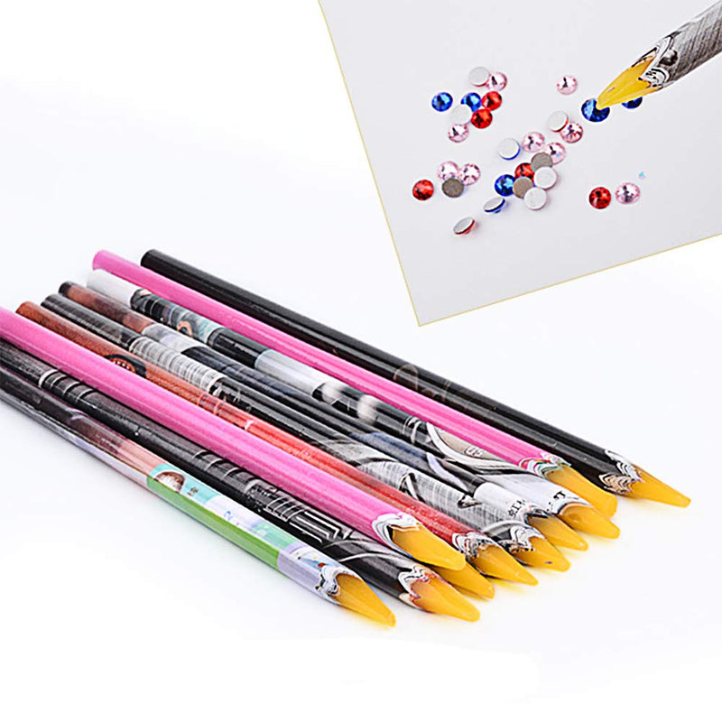 Nail Art Picker Resin Pencil Rhinestones Dotting Pick up Self Adhesive Tool Wax Pen 10Pcs Rhinestones Picker Wax Pencil 10Pcs - BeesActive Australia