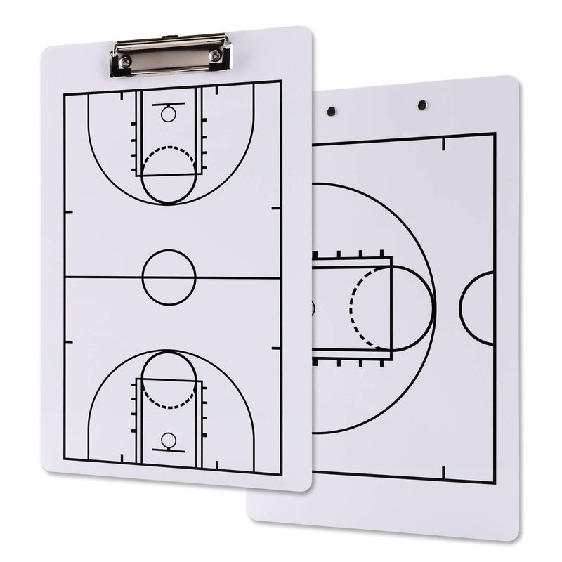 Jucoan 2 Pack Basketball Coach Clipboard, 13-3/4 x 8-3/4 Inch Dry Erase Coaching Board, Double-Sided Full and Haft Court Marker Tactic Board, Coaching Equipment for School Sports Training, Game Plan - BeesActive Australia