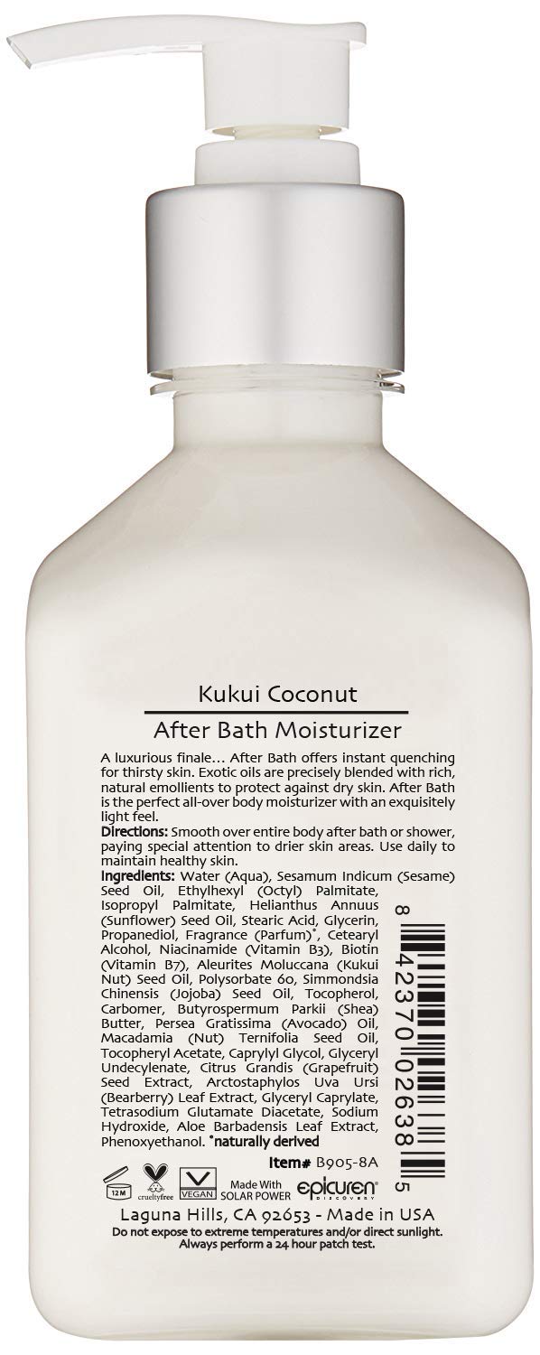 Epicuren Discovery Kukui Coconut After Bath Body Moisturizer, 8 Fl Oz - BeesActive Australia