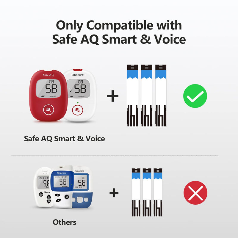 Sinocare 100pcs Blood Glucose Test Strips & 100pcs Lans. for Safe AQ Smart and Safe AQ Voice (Safe AQ Strips- 100) - BeesActive Australia