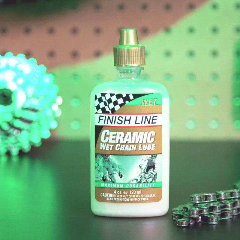 Finish Line Ceramic WET Bicycle Chain Lube, 4-Ounce Drip Squeeze Bottle - BeesActive Australia