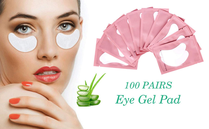 100 Pairs Set Under Eye Pads, Comfy and Cool Under Eye Patches Gel Pad for Eyelash Extensions Eye Mask Beauty Tool (Pink) - BeesActive Australia
