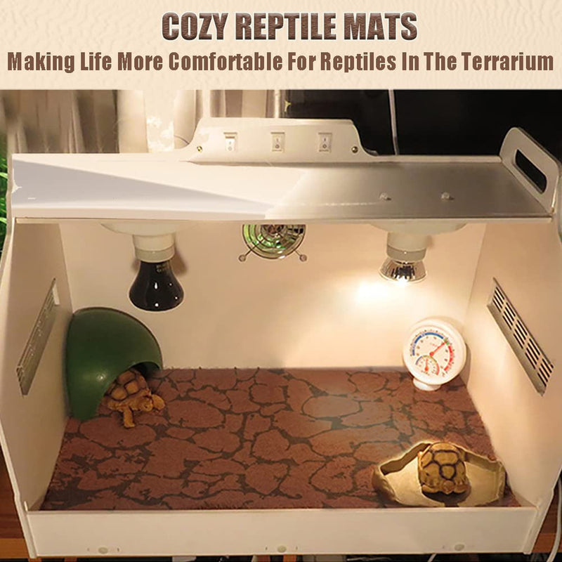 Tfwadmx Reptile Carpet Sand Mat for Bearded Dragon Terrarium Substrate Liner Brown Leopard Gecko Tank Accessories Lizard Bedding Mats for Tortoise Turtle Snake Chameleon with Tweezers M:15.7"x23.6"(2Pcs) - BeesActive Australia