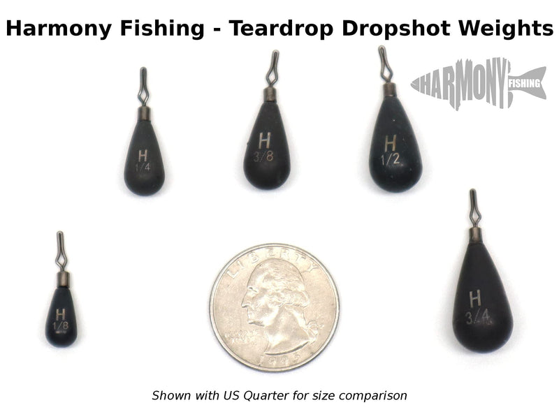 Harmony Fishing - Tungsten Teardrop DropShot/PowerShot Weights (Chip-Proof Oxide Coated, Lead-Free) 1/8oz (6 Pack) - BeesActive Australia