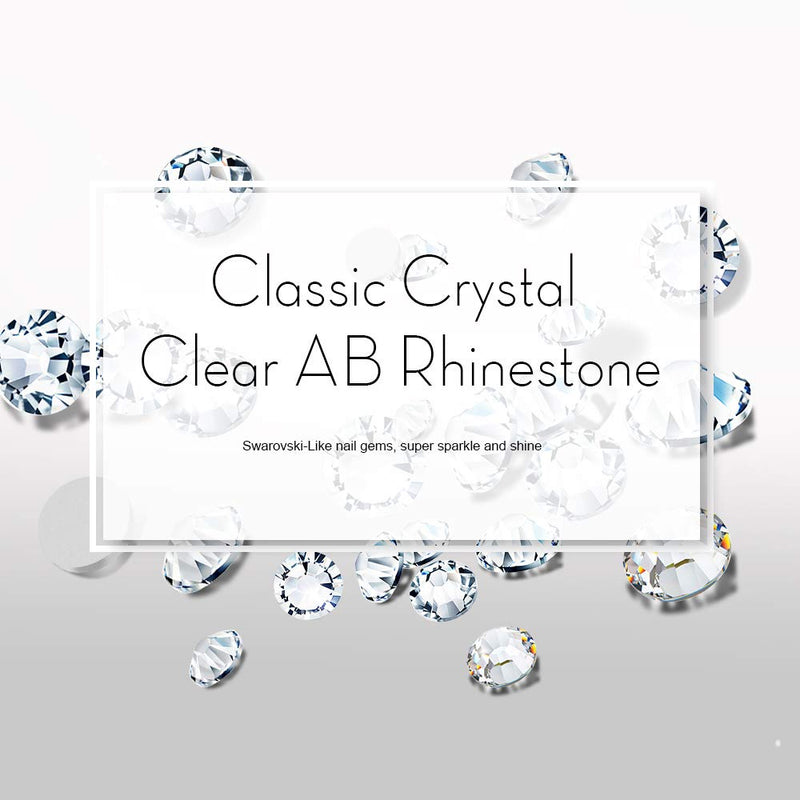 Nail Rhinestones 1728pcs, YGDZ Nail Gems Crystal Stones Flatback Clear Diamond Beads Rhinestones for Nails Art Crafts, 288pcs for Each Size (SS3 4 5 6 8 10) (Clear) - BeesActive Australia
