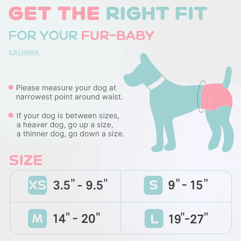 CALHNNA Washble Dog Diapers Female - 4 Pack Highly Absorbent Reusable Dog Period Diaper Female Doggie Diapers for Heat Cycle Solid S (9-15") - BeesActive Australia
