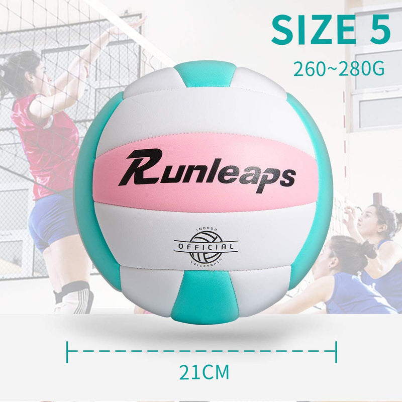 Runleaps Soft Indoor Volleyball Waterproof Volleyball Light Touch Recreational Ball for Pool Gym Indoor Outdoor Size 5 Pink/Light Blue - BeesActive Australia